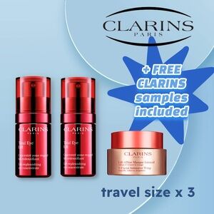 🆕📦*BNIB* CLARINS |TRAVEL| 1️⃣Depuffing Face Mask & 2️⃣Anti-Aging Eye cream